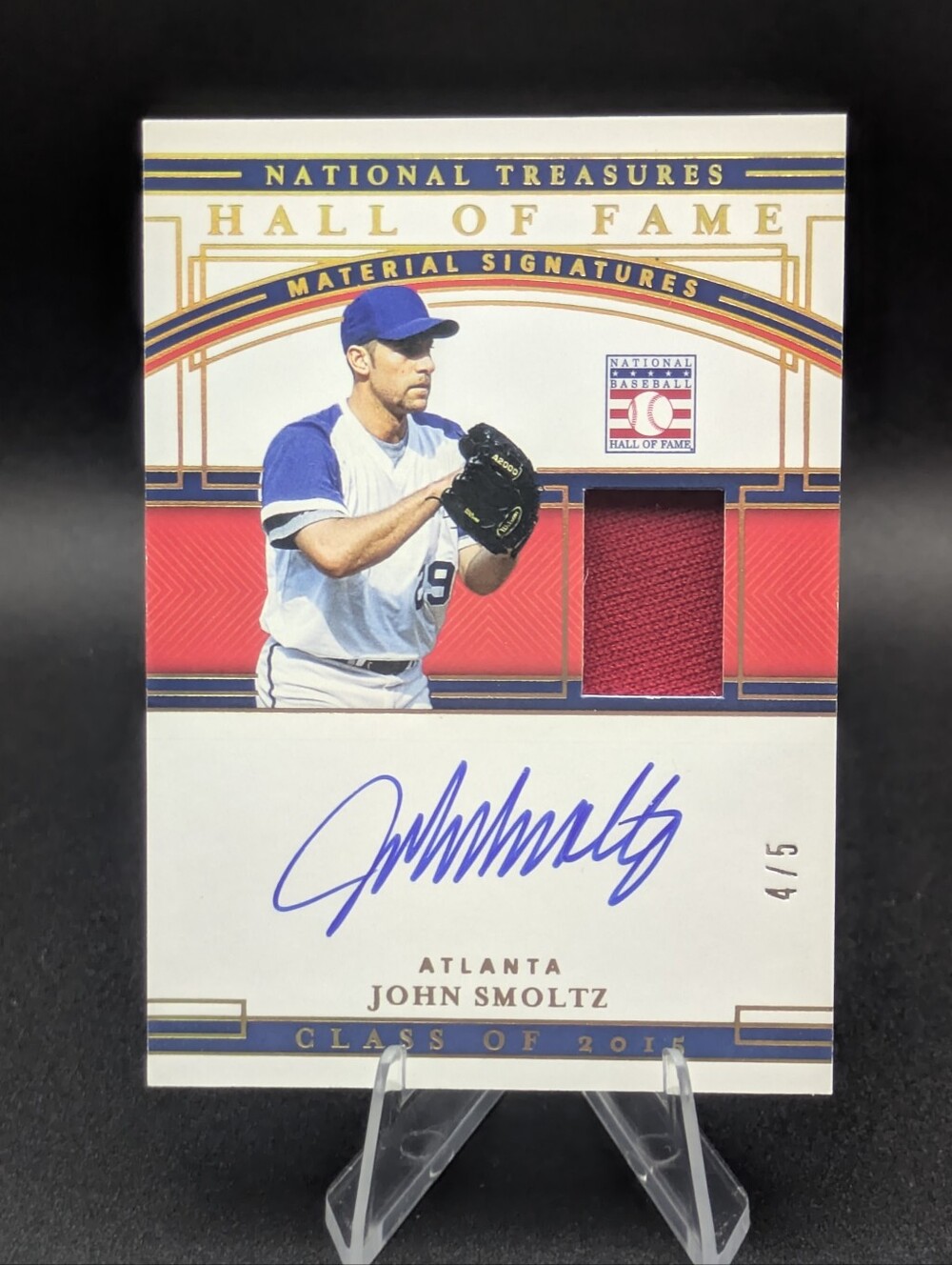 2020 National Treasures # /5 HOF Material Signatures Holo Gold John Smoltz Auto